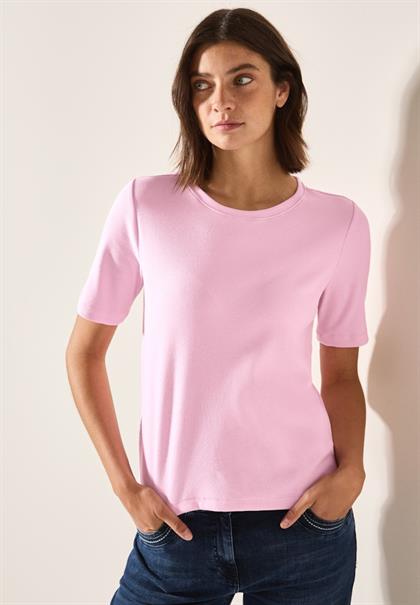 Basic Rippstruktur T-Shirt cherry blossom pink