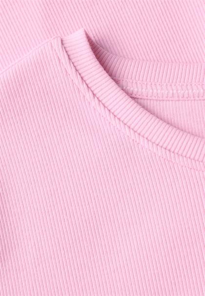 Basic Rippstruktur T-Shirt cherry blossom pink
