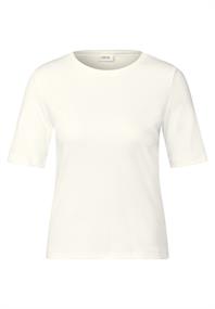Basic Rippstruktur T-Shirt vanilla white