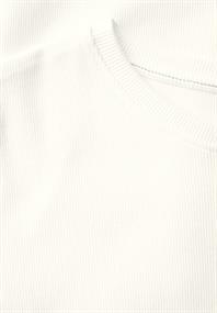 Basic Rippstruktur T-Shirt vanilla white