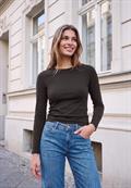 Basic Shirt in Unifarbe mit Rundhals charred brown