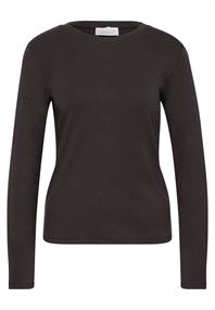 Basic Shirt in Unifarbe mit Rundhals charred brown