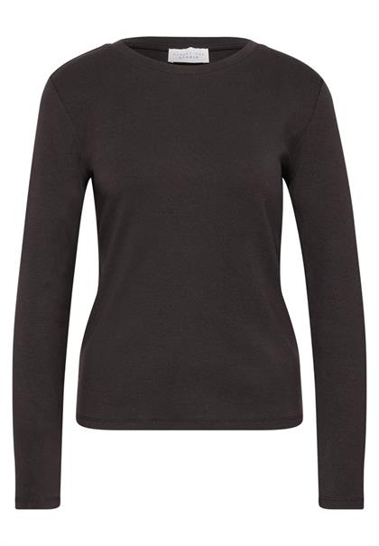 Basic Shirt in Unifarbe mit Rundhals charred brown