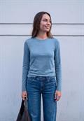 Basic Shirt in Unifarbe mit Rundhals loom blue