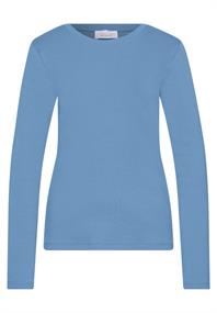 Basic Shirt in Unifarbe mit Rundhals loom blue