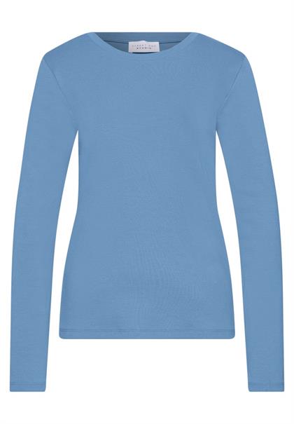 Basic Shirt in Unifarbe mit Rundhals loom blue
