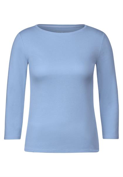Basic Shirt in Unifarbe soda blue
