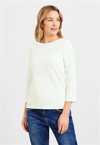 Basic Shirt in Unifarbe vanilla white