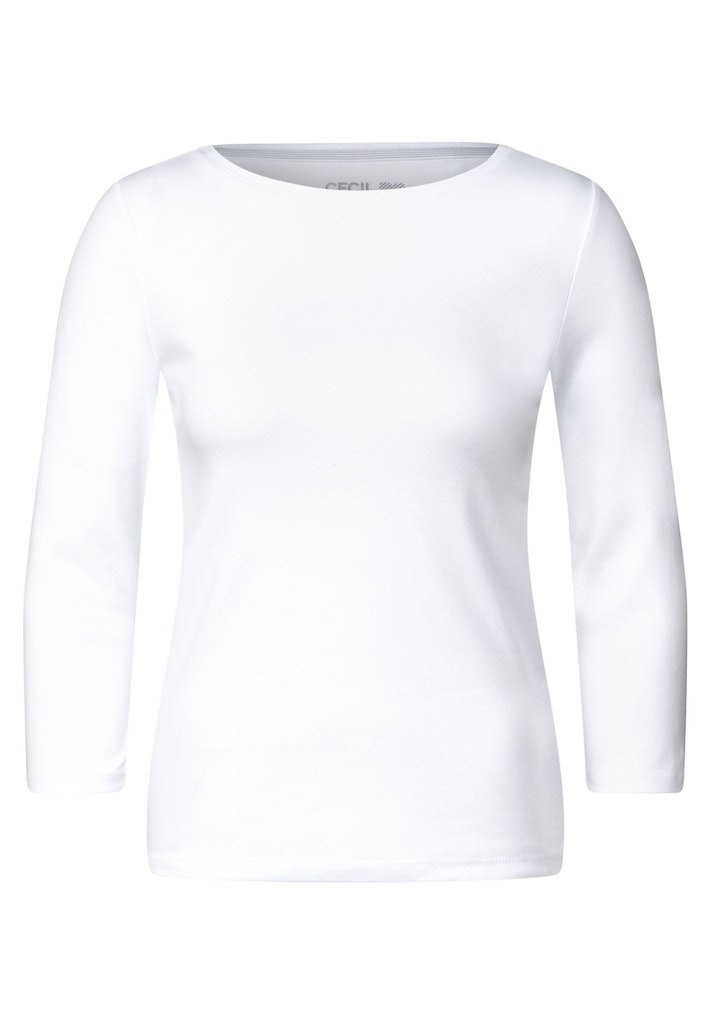 Cecil Damen Longsleeve Basic white bequem in online Unifarbe kaufen Shirt bei