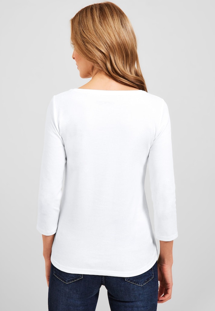 Cecil Damen Longsleeve Basic bequem Shirt kaufen white in Unifarbe online bei