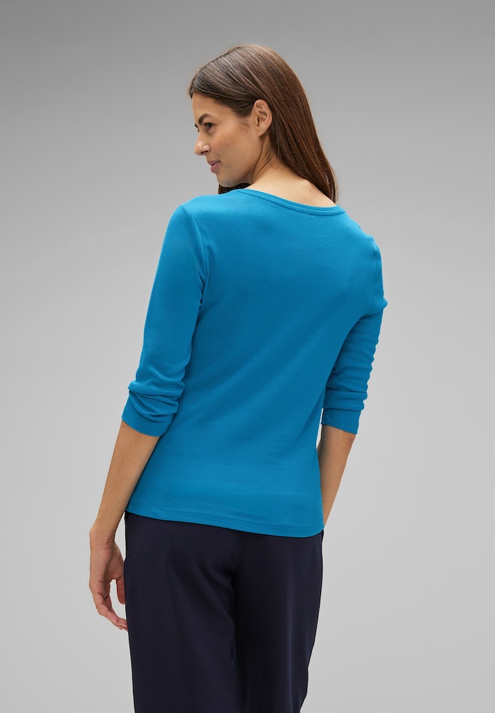 Street One Damen Longsleeve Basic Shirt mit 3/4 Arm deep blue bequem online  kaufen bei