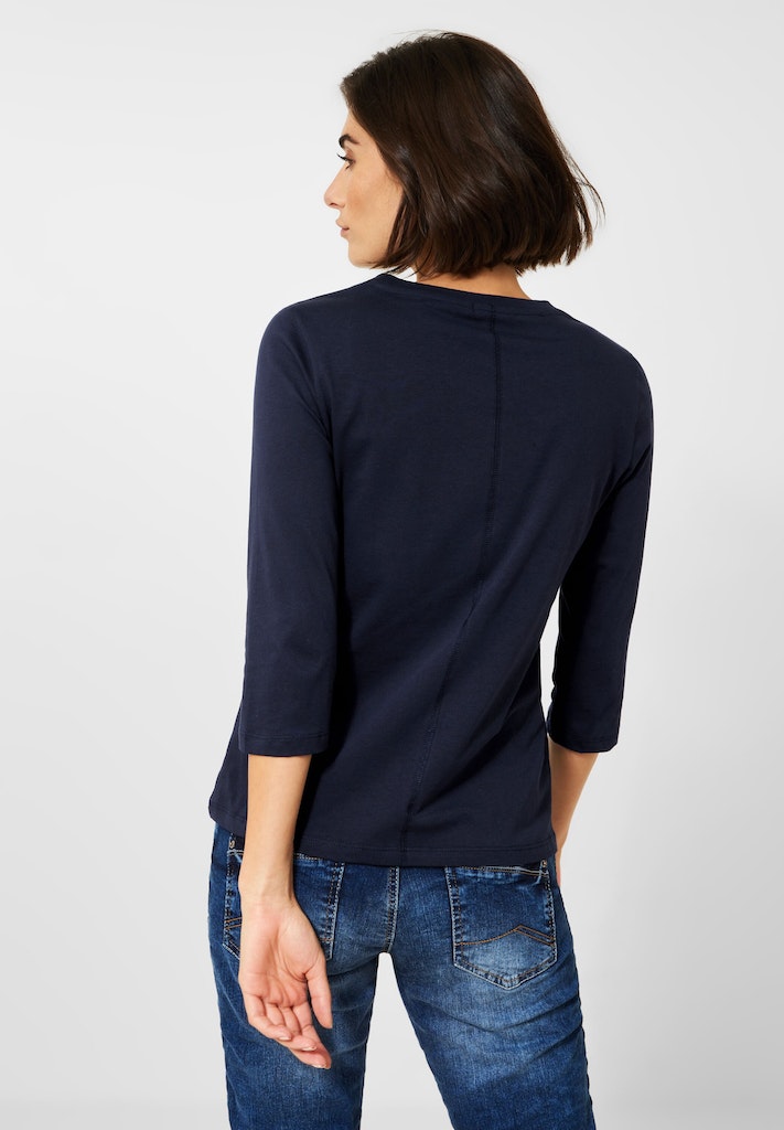 Cecil Damen Longsleeve Basic Shirt mit Frontprint vanilla white bequem  online kaufen bei