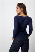 Basic Shirt mit Glanznaht midnight