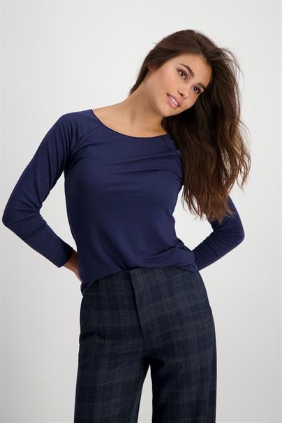 Basic Shirt mit Glanznaht midnight