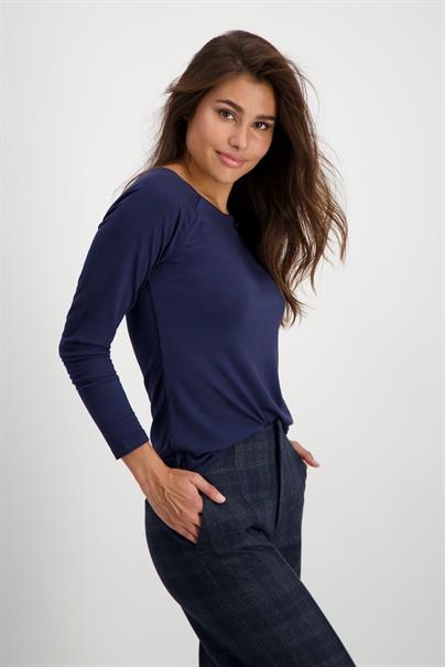 Basic Shirt mit Glanznaht midnight