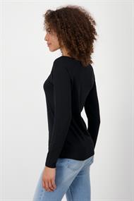 Basic Shirt mit Glanznaht schwarz