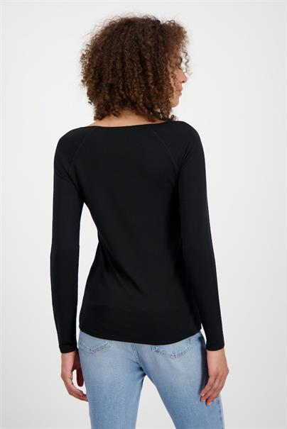 Basic Shirt mit Glanznaht schwarz