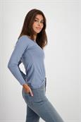 Basic Shirt mit Glanznaht smokey blue