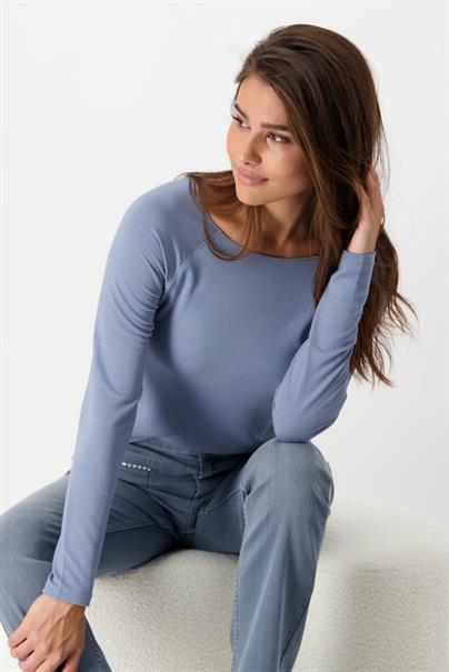 Basic Shirt mit Glanznaht smokey blue