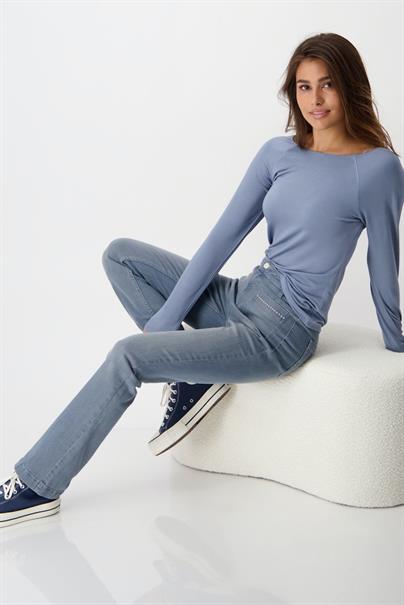 Basic Shirt mit Glanznaht smokey blue