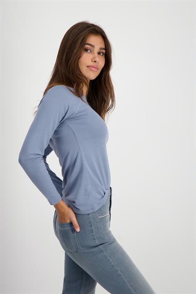Basic Shirt mit Glanznaht smokey blue