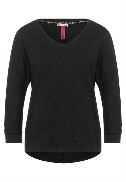 Basic Shirt mit Raffung anthracite melange