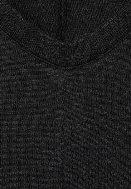 Basic Shirt mit Raffung anthracite melange
