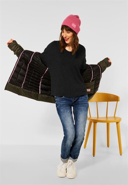 Basic Shirt mit Raffung anthracite melange