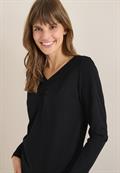 Basic Shirt mit Raffung black