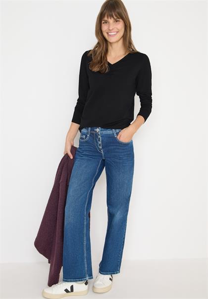 Basic Shirt mit Raffung black