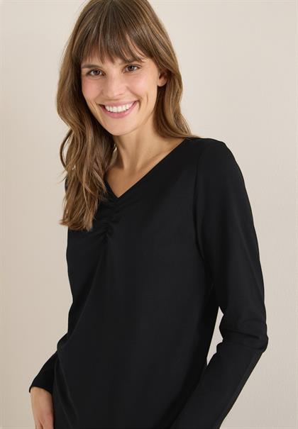 Basic Shirt mit Raffung black