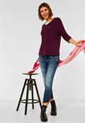 Basic Shirt mit Raffung high ruby