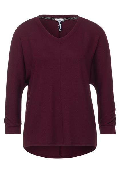 Basic Shirt mit Raffung high ruby