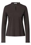 Basic Shirt mit Rüschen und Cut-Out-Detail black coffee
