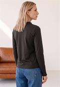 Basic Shirt mit Rüschen und Cut-Out-Detail black coffee
