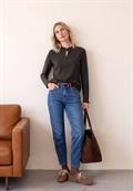 Basic Shirt mit Rüschen und Cut-Out-Detail black coffee