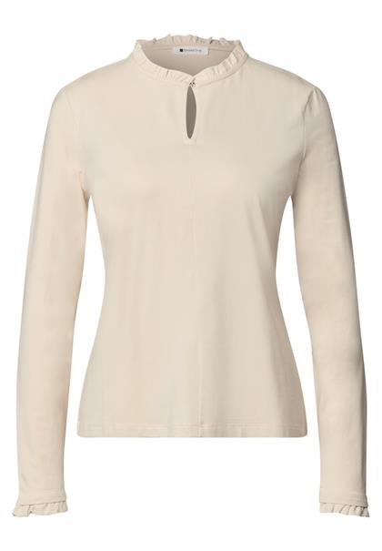 Basic Shirt mit Rüschen und Cut-Out-Detail pure beige