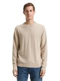 Basic Strickpullover aus Baumwolle cashew beige melange