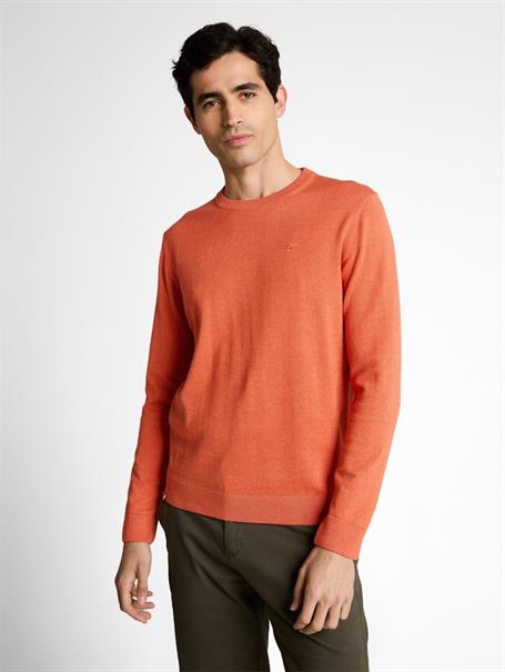 Basic Strickpullover aus Baumwolle chili orange melange