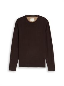 Basic Strickpullover aus Baumwolle dark chocolate brown melange