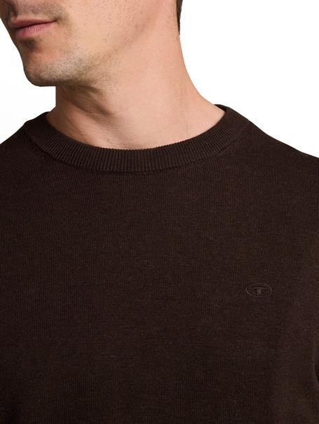 Basic Strickpullover aus Baumwolle dark chocolate brown melange