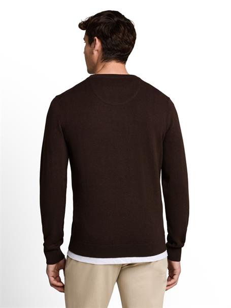 Basic Strickpullover aus Baumwolle dark chocolate brown melange