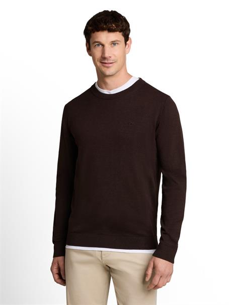 Basic Strickpullover aus Baumwolle dark chocolate brown melange