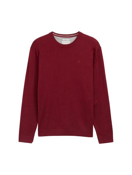 Basic Strickpullover aus Baumwolle dark samba red melange