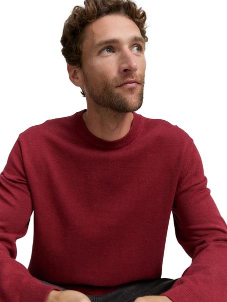 Basic Strickpullover aus Baumwolle dark samba red melange