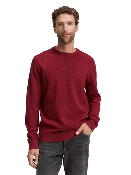 Basic Strickpullover aus Baumwolle dark samba red melange
