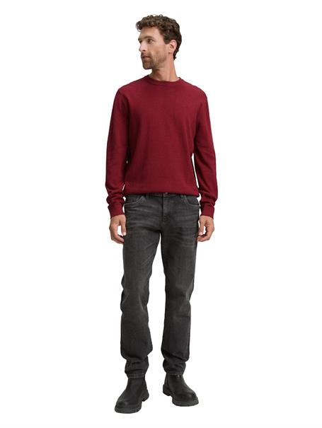 Basic Strickpullover aus Baumwolle dark samba red melange