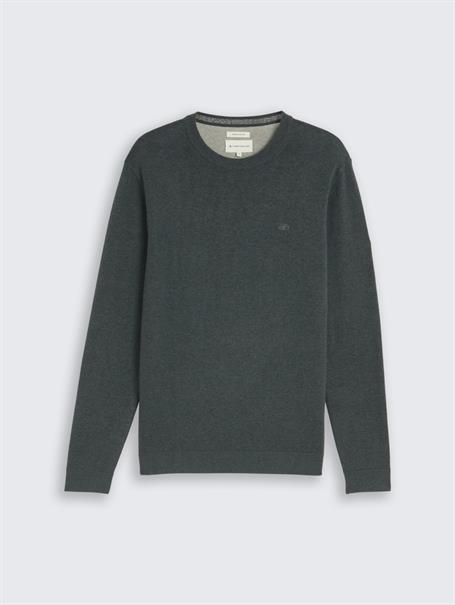 Basic Strickpullover aus Baumwolle darkest olive melange