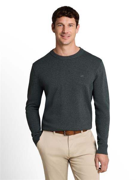 Basic Strickpullover aus Baumwolle darkest olive melange