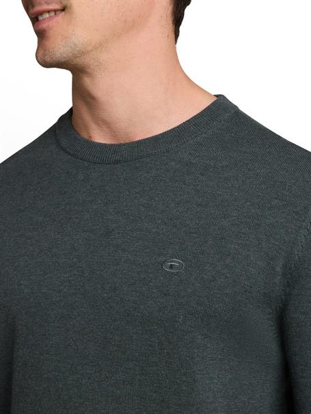 Basic Strickpullover aus Baumwolle darkest olive melange